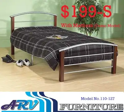 BED MATTRESS METAL WOOD ARV FURNITURE MISSISSAUGA ONTARIO CANADA, View more