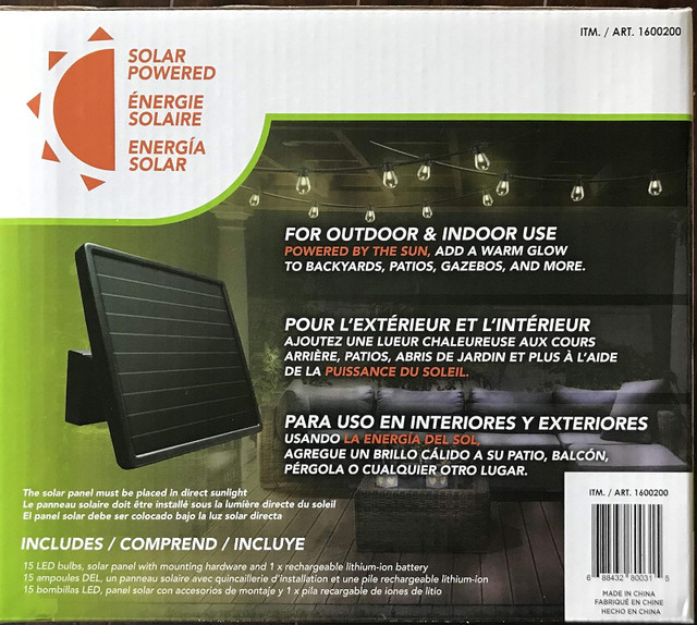 Sunforce 15 LED Outdoor Bulbs Waterproof 35 ft Solar String Ligh in Outdoor Lighting in Ottawa - Image 2