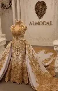 Beautiful Designer, hand crafted jeweled wedding dress. 