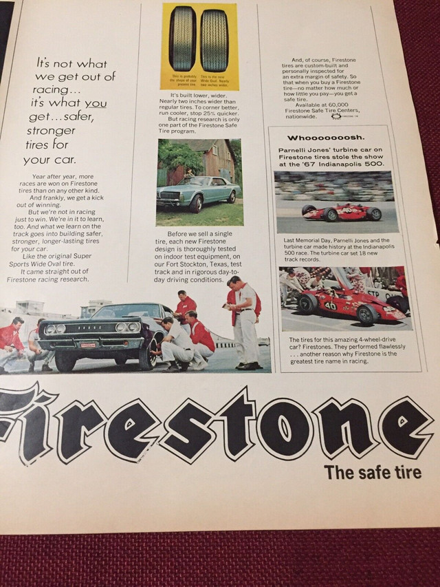 1968 Firestone Tires Double Page Original Ad in Arts & Collectibles in North Bay - Image 3
