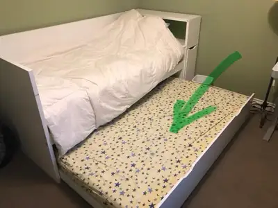 Trundle bed (actual pull-out only) with mattress, View more