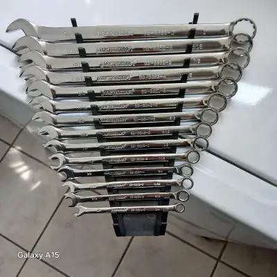 A) Mastercraft 14-pc Combination wrench wrench set SAE ( 1/4"-1") & Metric (6mm-21mm). Kept in store...