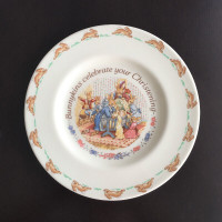 Royal Doulton BUNNYKINS Baby Plate CELEBRATE YOUR CHRISTENING
