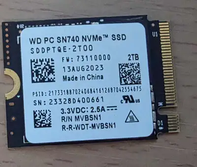 Western Digital WD PC SN740 2TB M.2 2230 NVMe SSD, View more