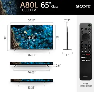 65 inch A80L BRAVIA XR OLED 4K Ultra HD HDR Smart Google TV, View more