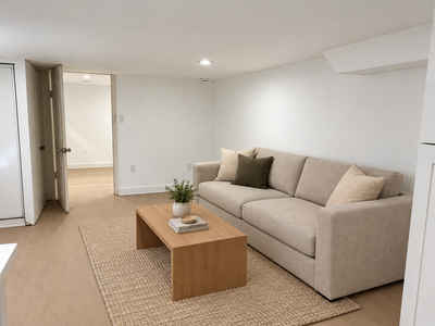 Freshly renovated and move-in ready, this 1-bedroom basement apartment features brand-new wood floor...