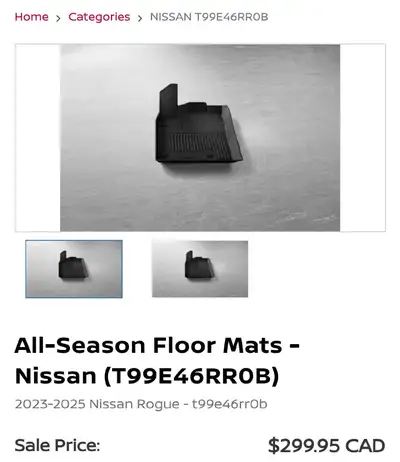 These are Nissan Rogue all-weather floor mats, designed to fit 2023-2025 models, part number T99E46R...