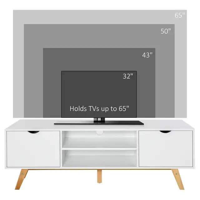 Wooden TV Stand with 2 Storage Cabinet Stand for TV's up to 65" in TV Tables & Entertainment Units in Markham / York Region - Image 5