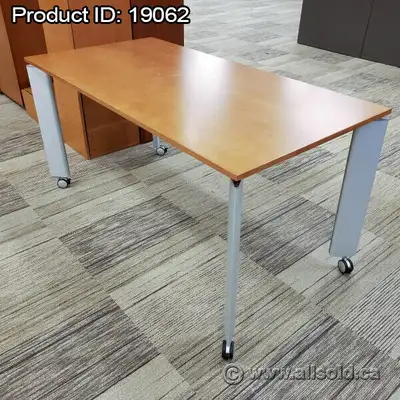 60" Birds Eye Maple Rolling Meeting Table, View more