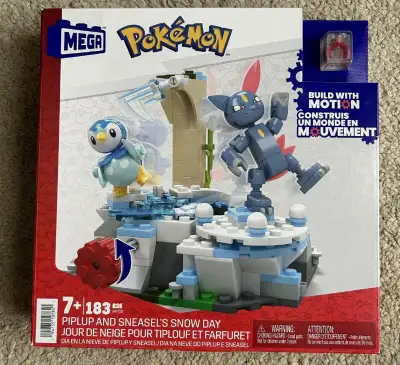 MEGA Bricks Brands Pokemon Piplup and Sneasel's Snow Day Lego, View more