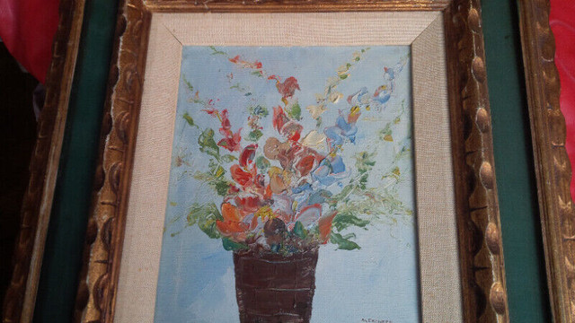 Double Framed Floral Oil Painting, 1965, Alexander Kwartler in Arts & Collectibles in Stratford - Image 3