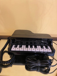 Vintage Piano Phone, 1980s Retro Black & White Telephone, Workin
