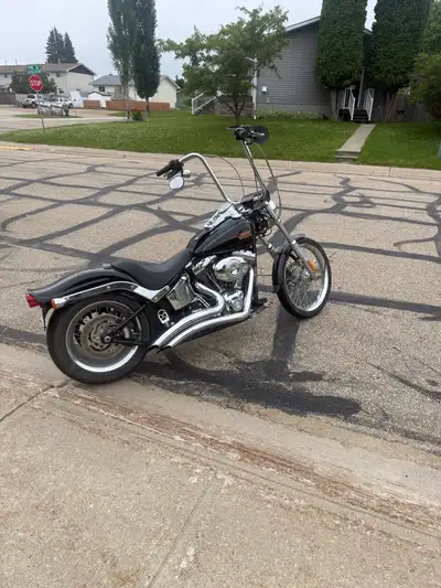Harley Davidson softail custom, only 8,000km. The ape hangers can be easily replaced. 1500cc