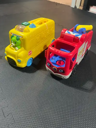 kids fire truck and alphabet bus, View more