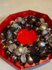 Exquisite Christmas Wreath Decorated with gold bronze silver