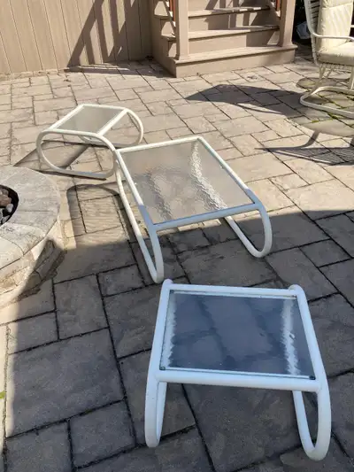 Patio aluminum powder coated Heidt side tables with safety glass, View more