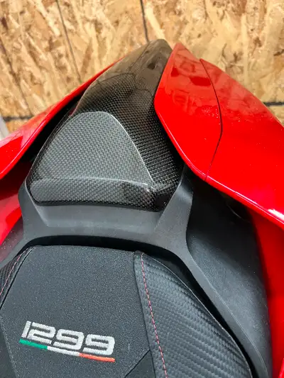 Genuine Ducati Special Parts Carbon Fiber rear passenger compartment seat cowl cover side filler fin...