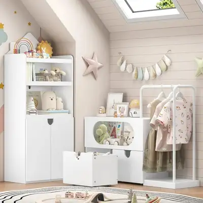Kids Closet Organizer with Rack & Drawers, View more