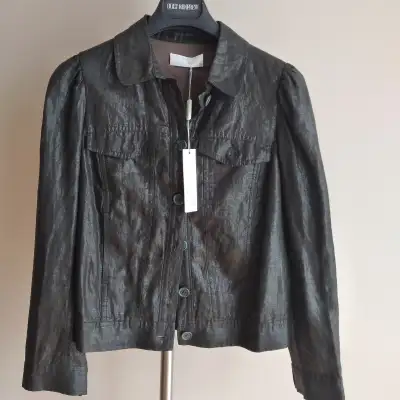 NWT ABS trendy linen dark olive green women light jacket, View more