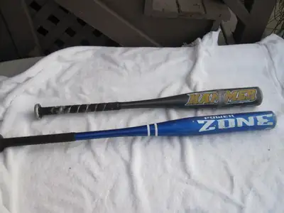 Two Junior Metal Baseball Bats 26” & 30”, View more