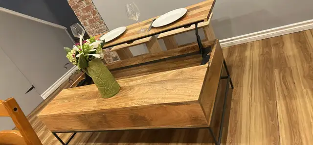 Westelm Industrial Mango Wood Lift-Top Coffee - 50” Table in Coffee Tables in City of Toronto - Image 2