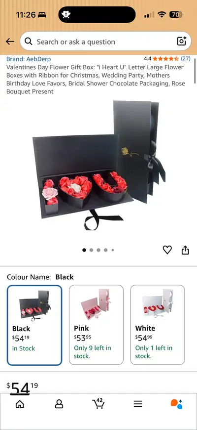 I ❤️ U Flower Gift Box Set – Black (Large & Smaller), View more