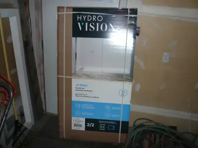 Hydrovision white acrylic shower base 60x32x3,LG-8003, from Costco,$780 for whole kit,put in tiled b...