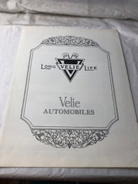 VINTAGE 1920s VELIE LONG LIFE AUTOS BROCHURE & POSTER #M0694