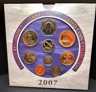 2007 Royal Mint UK Uncirculated 9-Coin Year Set with Rare £2, View more