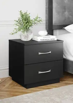commode et miroir de couleur noire avec table de nuit livraison, View more