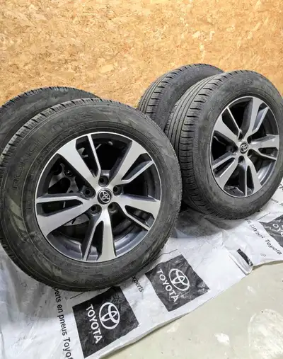 Bonjour, je vends mes mags de Toyota Rav4. Ils sont sur des pneus d'été de marque Nokian. C'est des...