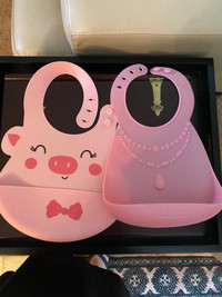 Pink silicone bibs
