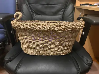 Large Oval wicker Basket - great for storage & organizing Measures approx 18in length x 14in wide x...