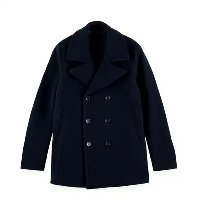 Men's Winter Peacoat Caban 100% Wool Black - Like New!!!, View more