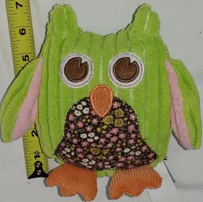 Qty 2 x Soft Plush Owls Pink & Green, View more