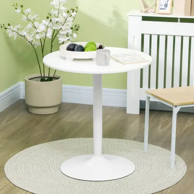 White Modern Kitchen Table steel base, Round Dining Table  in Dining Tables & Sets in Markham / York Region - Image 2