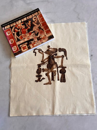 Ancient Maya Painted Vase Book and Maya Silk Screen on Cotton