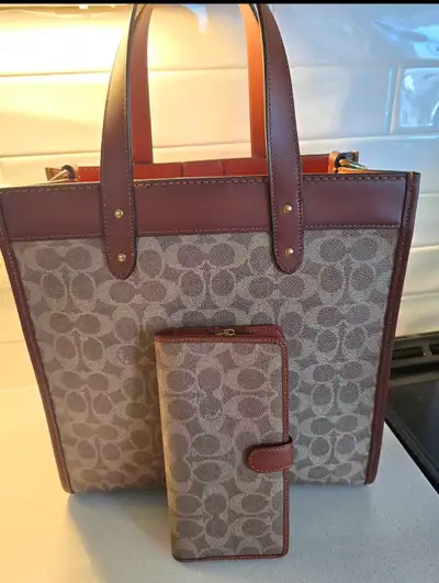 New 2026 Tan Coach Tote Bag & Matching Wallet , View more