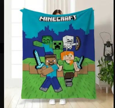 large 60"x80" Minecraft soft, warm plush blanket, View more