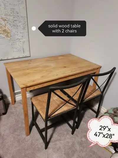 Wood Table with 2 Chairs, View more