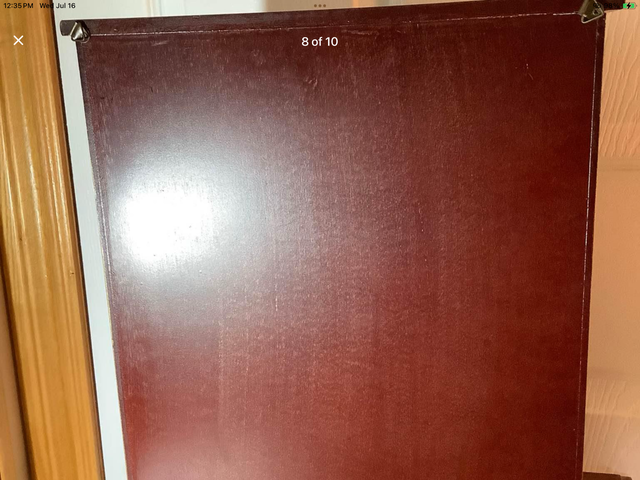 Vintage 3 Shelf Wd Wall Cabinet w Floral Design Bordering Mirror in Bookcases & Shelving Units in Belleville - Image 10