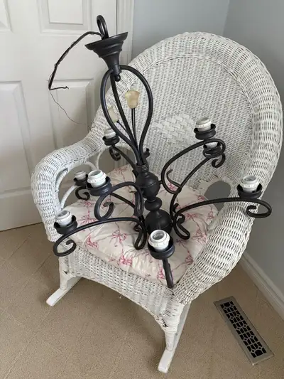 Nine Light Black Chandelier with glass shades, View more