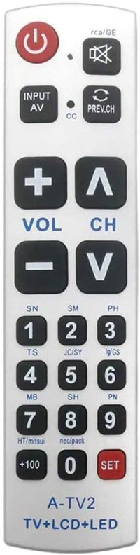 Big Button Universal Remote Control LG Vizio Sharp Panasonic RCA