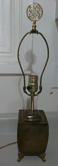 Vintage Brass Square Base Lamp with 4 Feet