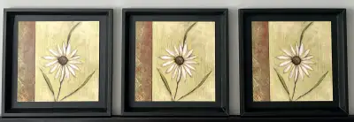 3 piece wall art with black wood frame, View more