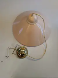 Lampe suspendue en métal couleur pêche rose 16'' diamètre