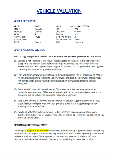 INSURANCE APPRAISAL $119 (CLASSIC CAR | ACCIDENT DISPUTE), View more