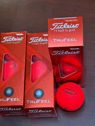 Titleist TruFeel Golf Balls - Matte Red Sleeve of 3 - $7/sleeve, View more