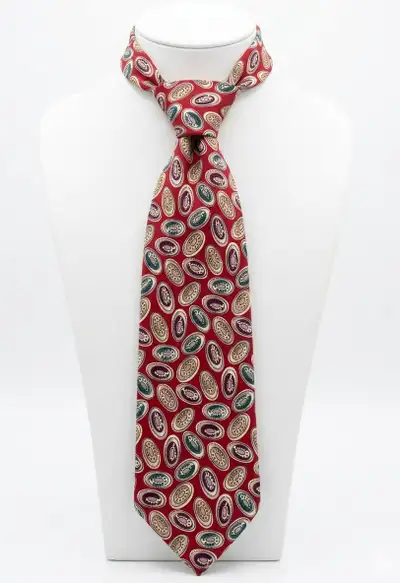 NEW Vialli Italian Silk Tie - Vintage Red Geometric Pattern, View more