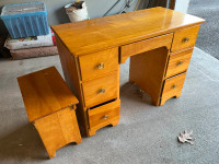 Antique solid maple desk with bench